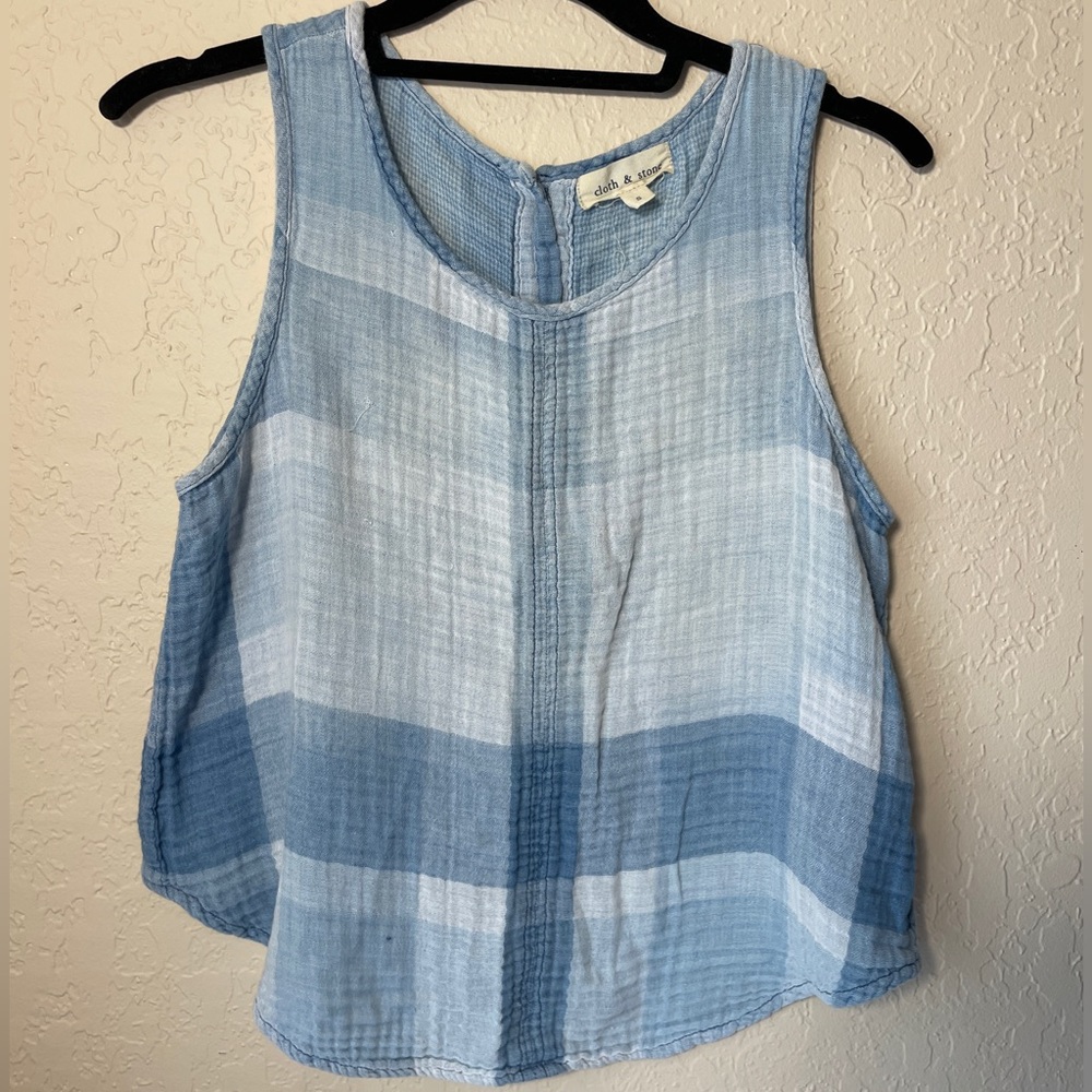 Cloth & Stone Blue Gauzy Tank Top